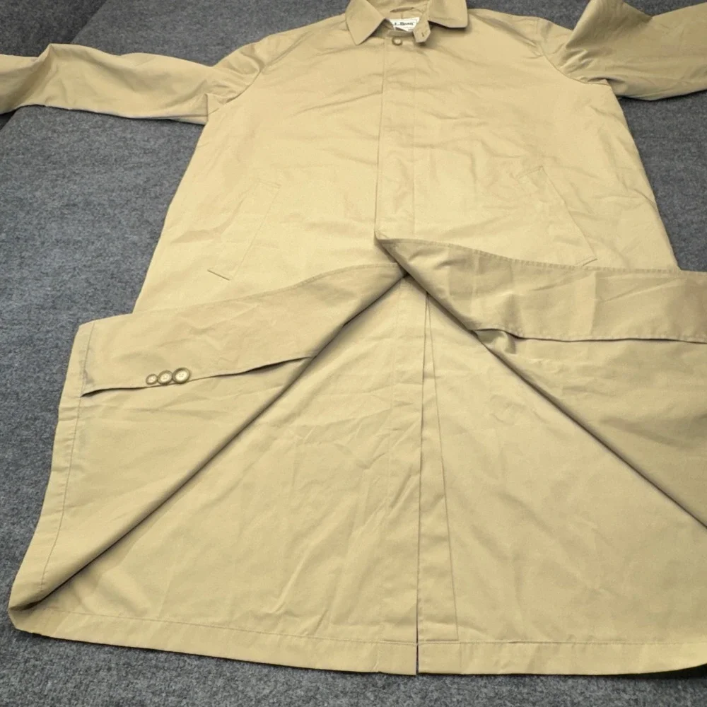 Vintage LL Bean Trench Coat Mens XL Tan Rain Overcoat Mac Jacket Oxford 0X723